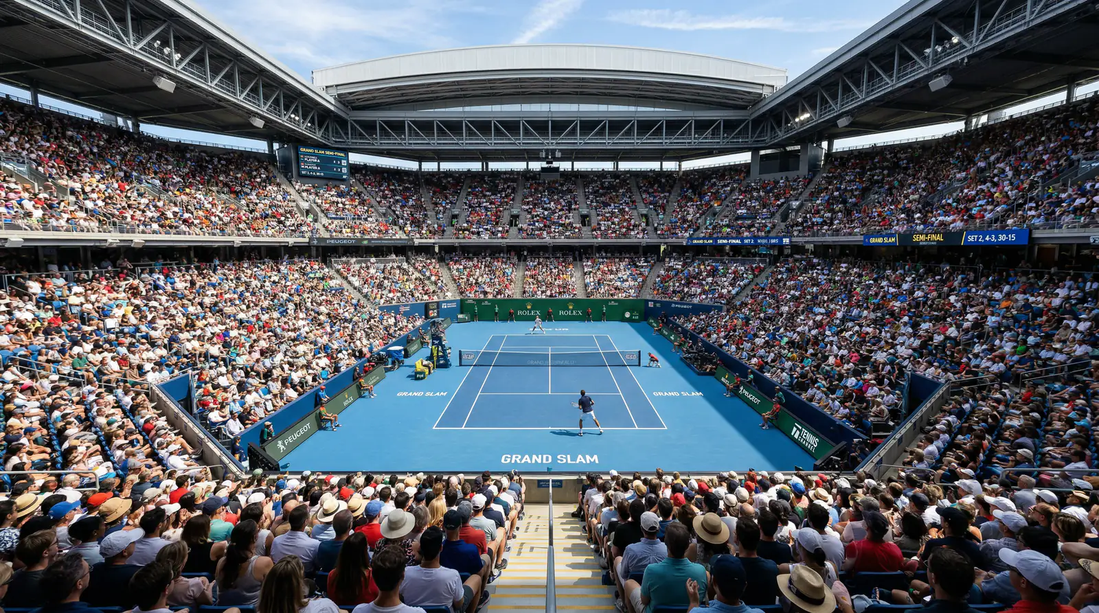 Tennisspieler auf dem Centre Court eines Grand-Slam-Turniers – Grand Slam Wetten