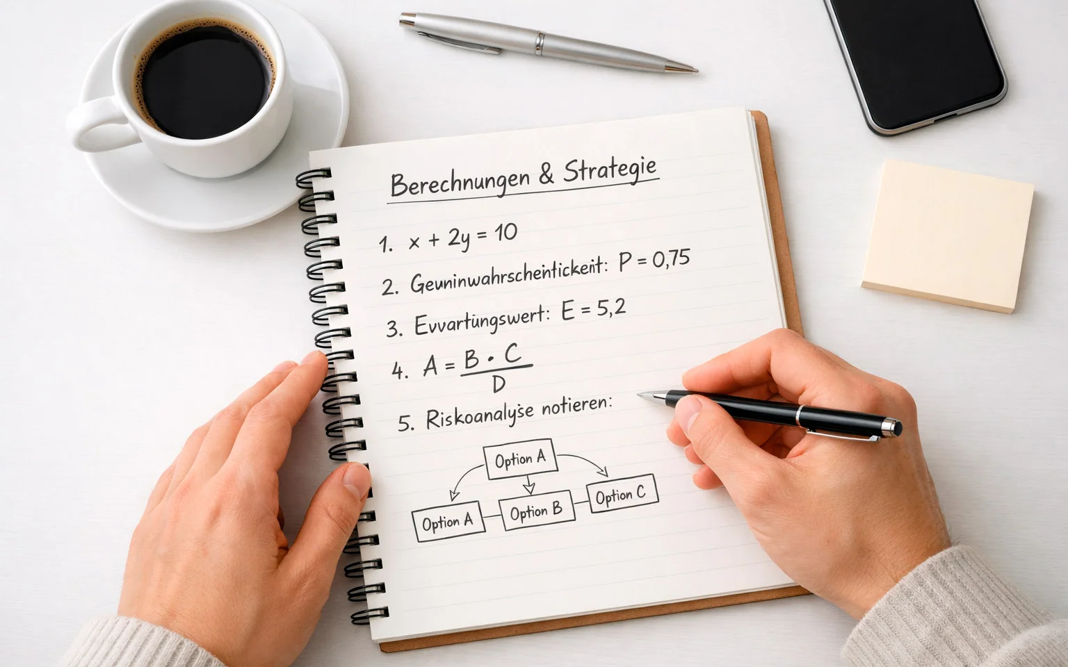 Person plant Wettstrategie mit Notizblock und Stift