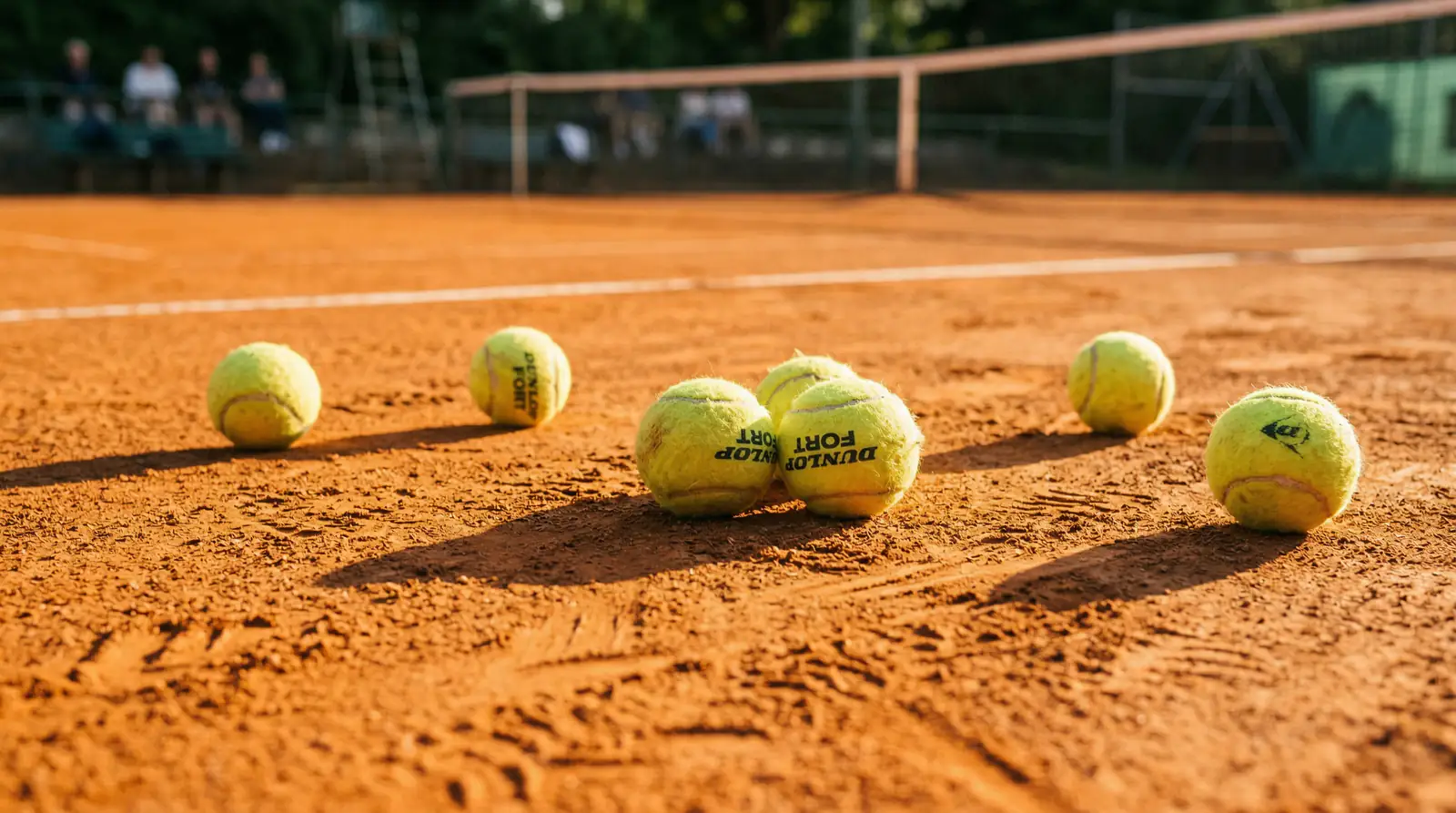 Mehrere Tennisbälle auf einem Sandplatz – Kombiwetten Strategie im Tennis