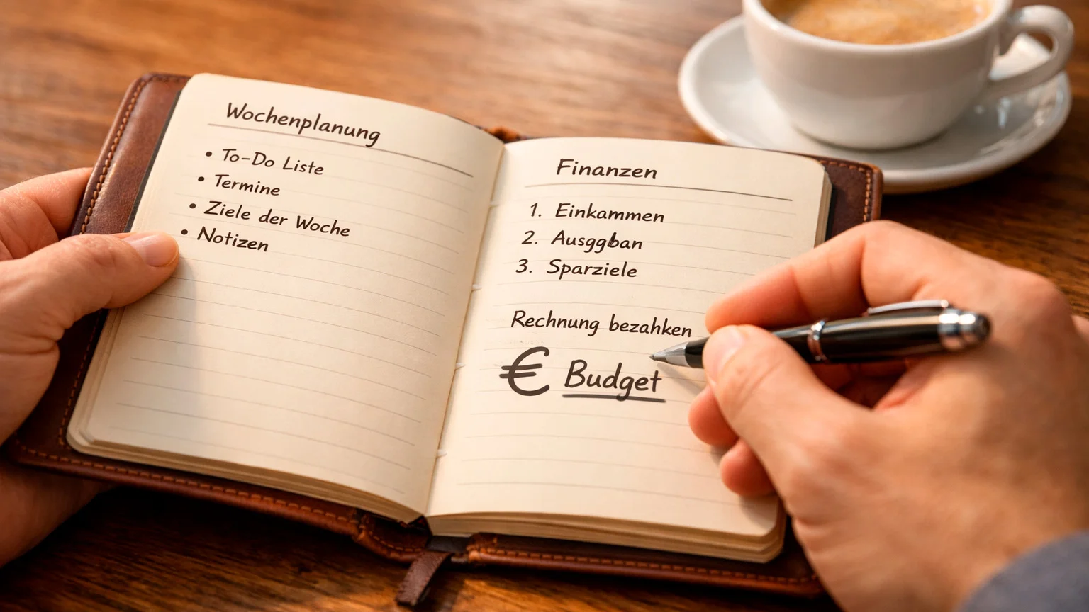 Person schreibt Notizen in ein Notizbuch zur Wettenplanung